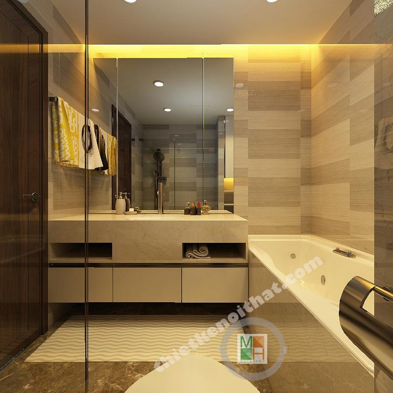Thiết kế nội thất phòng tắm biệt thự mini tại khu đô thị Paml- Việt Hưng Long Biên Hà Nội